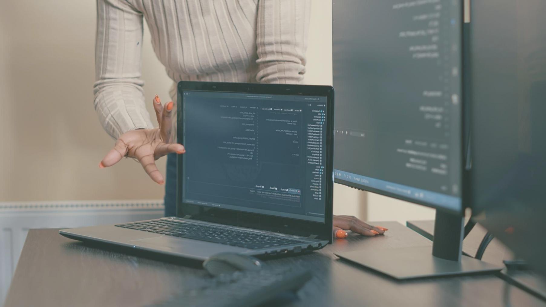 Professional workspace with optimized computer systems